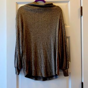 Grey ribbed mock turtleneck